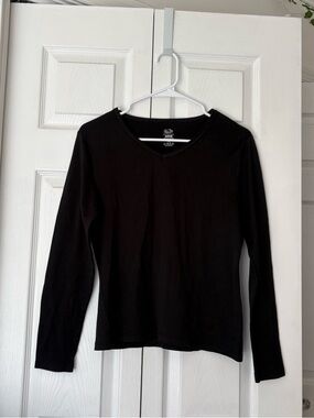Black Long Sleeve V Neck Shirt Size L